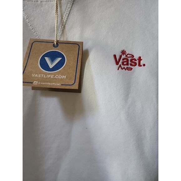 Vast White Crewneck Sweatshirt Medium Nwt New Surf Lifestyle A129 Excellent New - Picture 3 of 9
